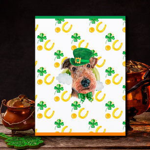 Airedale Terrier Hund Shamrock St. Patricks Tag Feiertagspostkarte