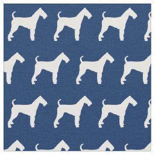 Airedale Terrier Hund Silhouette Blauer Navy Stoff