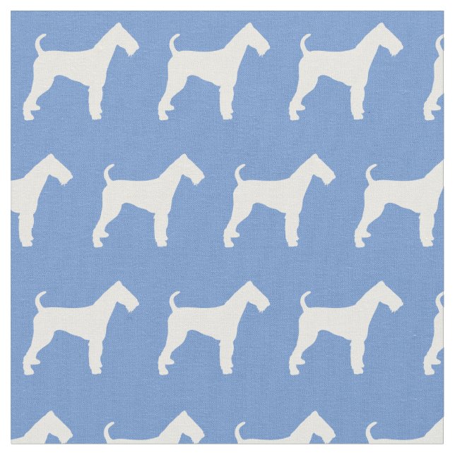 Airedale Terrier Hund Silhouette Pet Light Blue Stoff (Nahaufnahme)