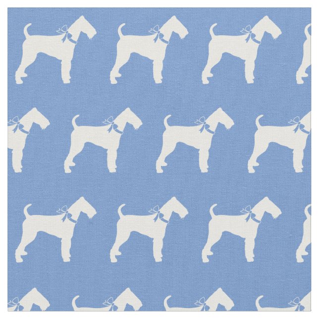 Airedale Terrier Hund Silhouette Pet Light Blue Stoff (Nahaufnahme)