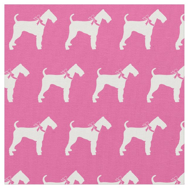 Airedale Terrier Hund Silhouette Pink Stoff (Nahaufnahme)
