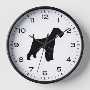 Airedale Terrier-Hund silhouette Uhr
