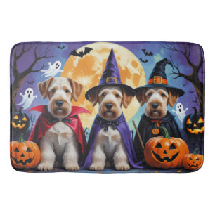 Airedale Terrier Hunde Kürbis Halloween Lustig Badematte