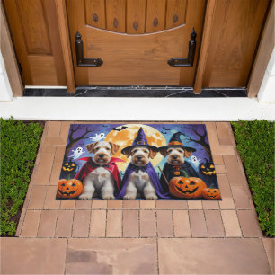 Airedale Terrier Hunde Kürbis Halloween Lustig Fußmatte
