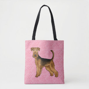 Airedale Terrier Hunde Liebe mit rosa Herz Muster