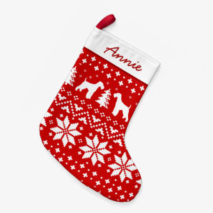 Airedale-Terrier-HundeSilhouette-Feiertags-Muster Kleiner Weihnachtsstrumpf