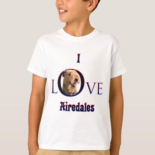 Airedale Terrier I Liebe T-Shirt (Vorderseite)