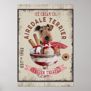 Airedale Terrier Ice-Creme Funny Frozen Leckereien Poster
