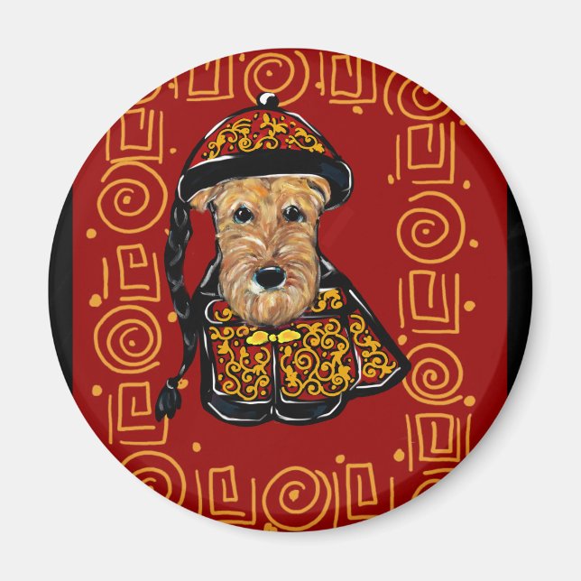 Airedale Terrier Jahr des Hundes Magnet (Vorne)