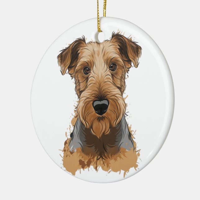 airedale Terrier Keramik Ornament (Links)