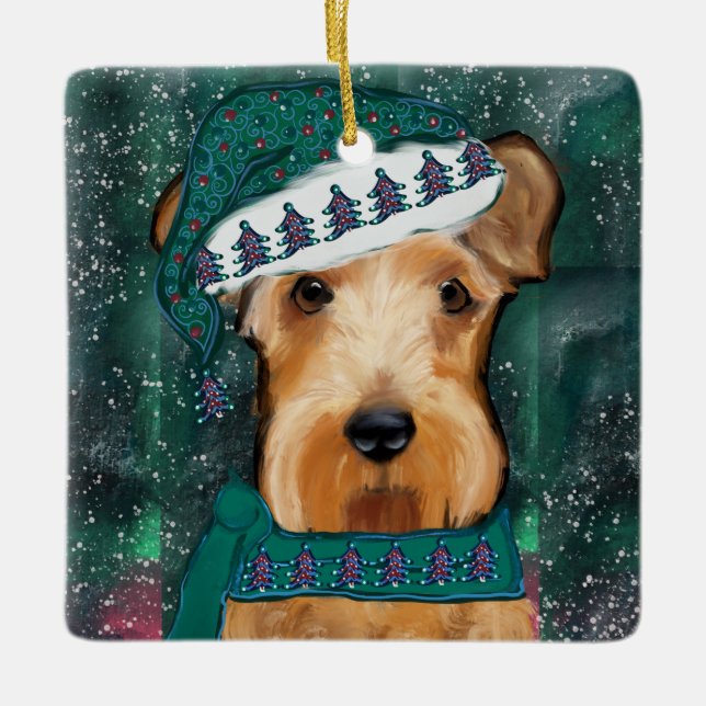 Airedale Terrier Keramikornament (Vorderseite)