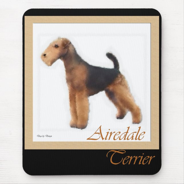 Airedale Terrier Kunst, Dichtung und Musik Mousepad (Vorne)