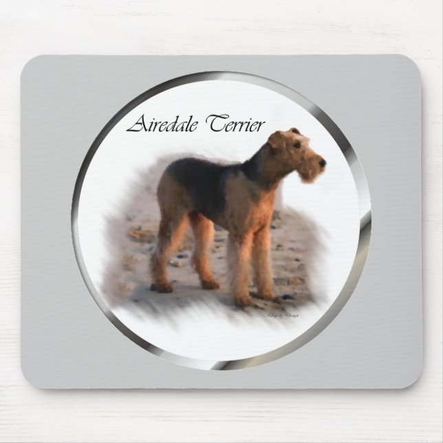 Airedale Terrier Kunst, Dichtung und Musik Mousepad (Vorne)