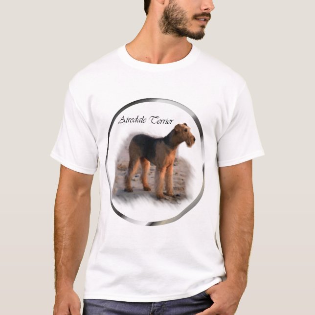 Airedale Terrier Kunst, Dichtung und Musik T-Shirt (Vorderseite)