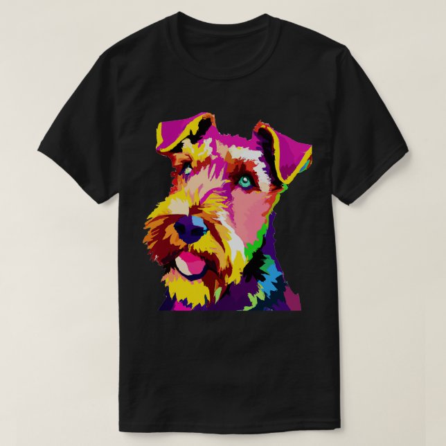 Airedale Terrier Kunst, Dichtung und Musik T-Shirt (Design vorne)