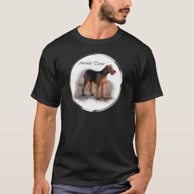 Airedale Terrier Kunst, Dichtung und Musik T-Shirt (Vorderseite)