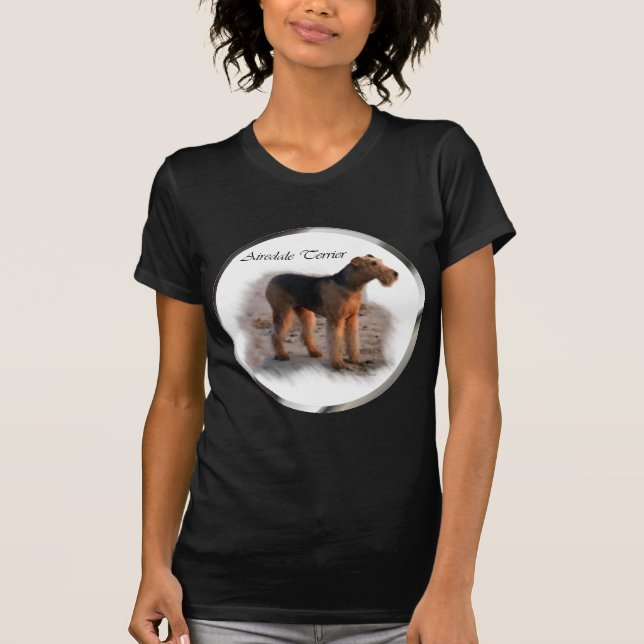 Airedale Terrier Kunst, Dichtung und Musik T-Shirt (Vorderseite)