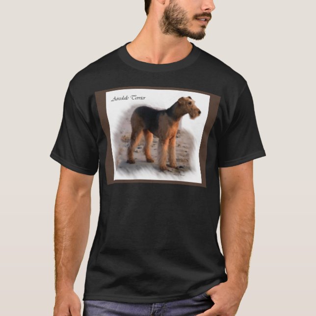 Airedale Terrier Kunst, Dichtung und Musik T-Shirt (Vorderseite)