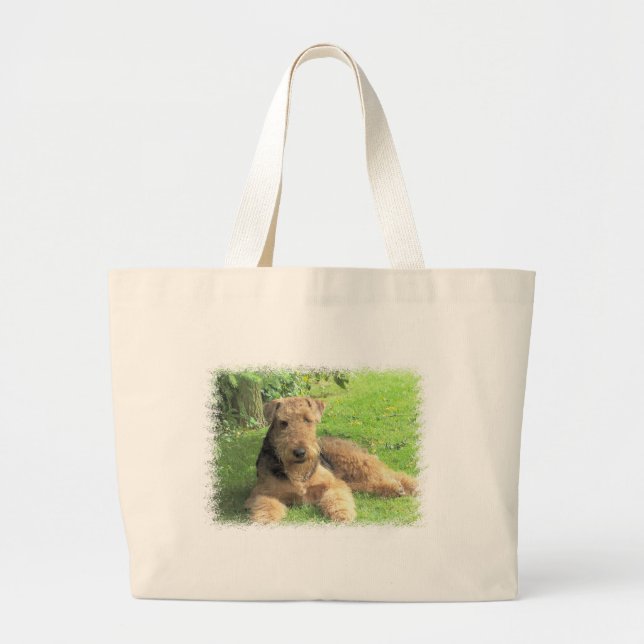 Airedale-Terrier-Leinwand-Tasche Jumbo Stoffbeutel (Vorne)