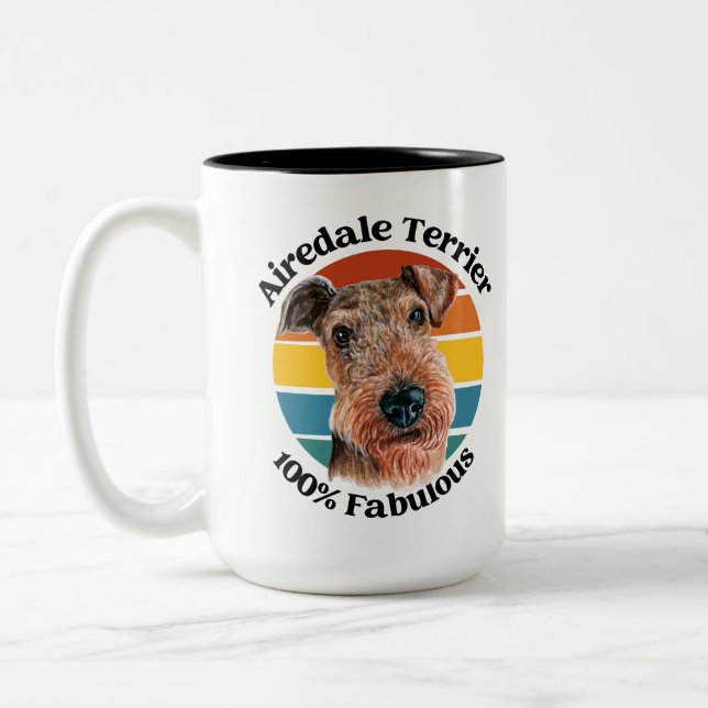 Airedale Terrier lustiges Zitat Zwei-Tone-Tasse Zweifarbige Tasse (Links)