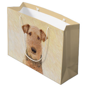 Airedale Terrier Malerei - Niedliche Originalkunst Große Geschenktüte