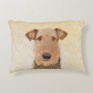 Airedale Terrier Malerei - Niedliche Originalkunst Zierkissen