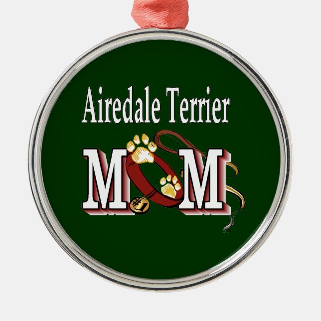 Airedale Terrier MAMA Ornament Aus Metall (Vorne)