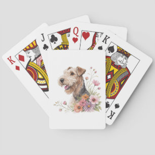 Airedale Terrier mit Blumen Spielkarten