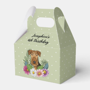 Airedale Terrier mit farbenfrohen Blumen Geburtsta Geschenkschachtel