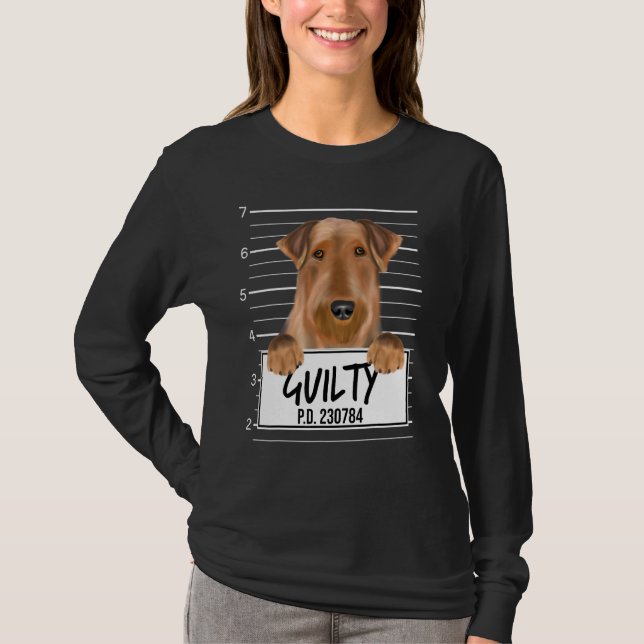 Airedale Terrier Mugshot Guilty Dog T-Shirt (Vorderseite)