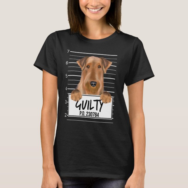 Airedale Terrier Mugshot Guilty Dog T-Shirt (Vorderseite)