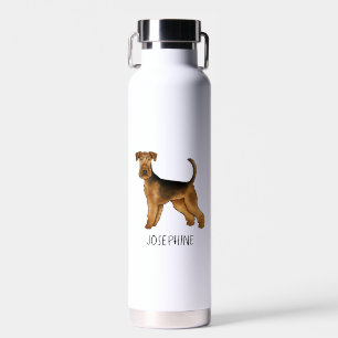 Airedale Terrier Niedlich Dog Bingley Terrier und Trinkflasche