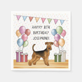 Airedale Terrier Niedlich Dog Pastel Happy Birthda Serviette