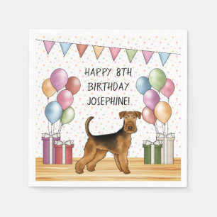 Airedale Terrier Niedlich Dog Pastel Happy Birthda Serviette
