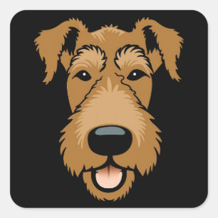 Airedale Terrier Niedlich Funny Cartoon Welpe Dog Quadratischer Aufkleber
