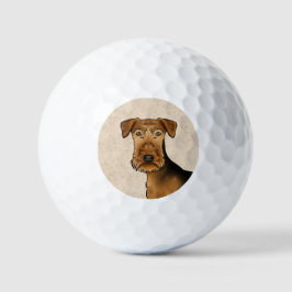 Airedale Terrier Niedlicher Cartoon Dog Nah-Up Golfball