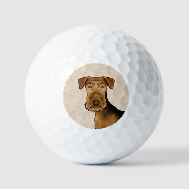Airedale Terrier Niedlicher Cartoon Dog Nah-Up Golfball (Vorderseite)