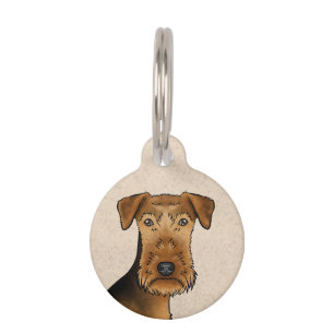 Airedale Terrier Niedlicher Cartoon Dog Nah-Up Haustiermarke