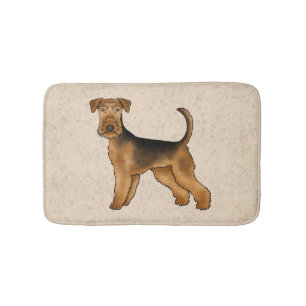 Airedale Terrier Niedlicher Cartoon Hund auf Beige Badematte