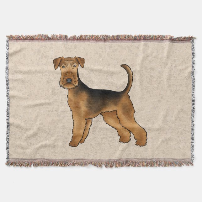 Airedale Terrier Niedlicher Cartoon Hund auf Beige Decke (Vorderseite)