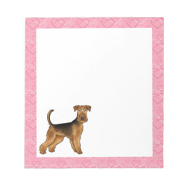 Airedale Terrier Niedlicher Cartoon Hund mit rosa  Notizblock