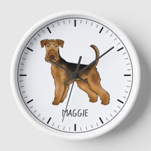 Airedale Terrier Niedlicher Cartoon Hund und Indiv Uhr