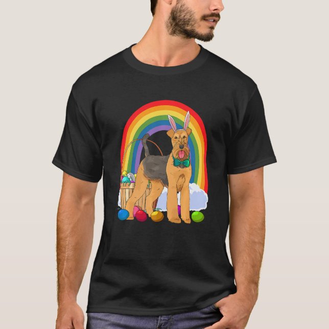 Airedale Terrier Ostereier Bunny Dog T-Shirt (Vorderseite)