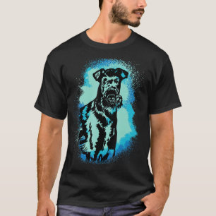 Airedale Terrier Paint Blue Design Dog Mama Vater T-Shirt