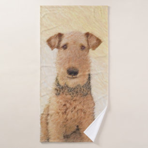 Airedale Terrier Painting - Niedliche Kunst Badhandtuch Set