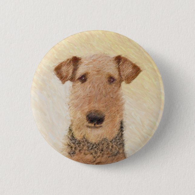 Airedale Terrier Painting - Niedliche Kunst Button (Vorderseite)