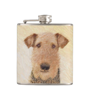 Airedale Terrier Painting - Niedliche Kunst Flachmann