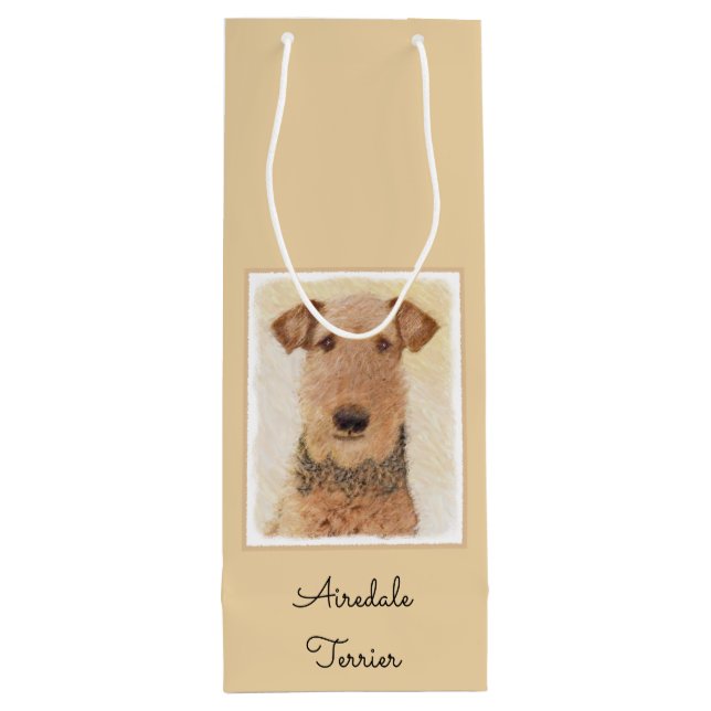 Airedale Terrier Painting - Niedliche Kunst Geschenktüte Für Weinflaschen (Rückseite)