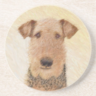 Airedale Terrier Painting - Niedliche Kunst Getränkeuntersetzer