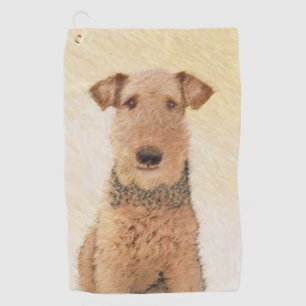 Airedale Terrier Painting - Niedliche Kunst Golfhandtuch